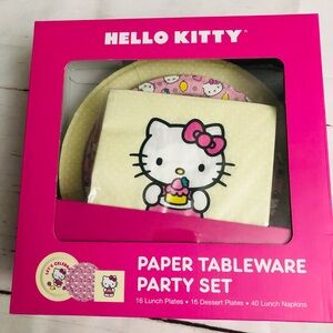 Hello Kitty Paper Tableware Party Set 16 Lunch & 16 dessert plates, 40 Napkins